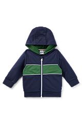 Kids' zip-up hoodie with embroidered logo, Dark Blue