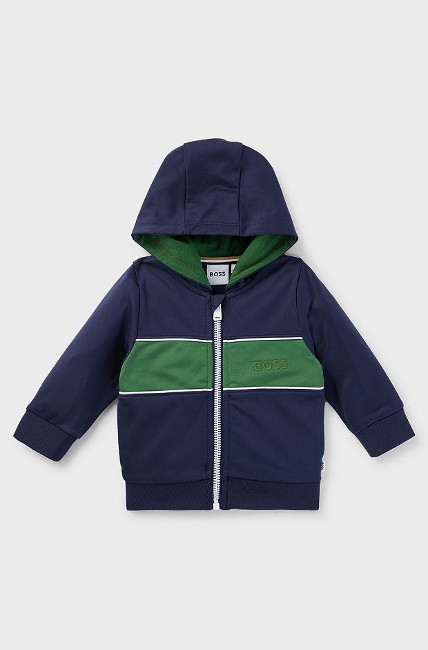 Kids' zip-up hoodie with embroidered logo, Dark Blue