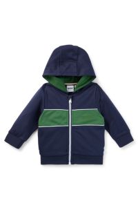 Kinderhoodie met rits en logostiksel, Donkerblauw