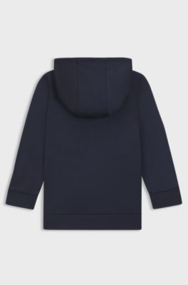 Sweat &agrave; capuche zipp&eacute; avec logo brod&eacute; pour enfant, Bleu fonc&eacute;
