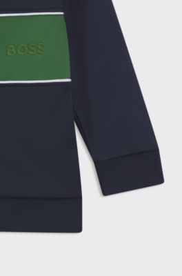 Kids-Hoodie mit Rei&szlig;verschluss und Logo-Stickerei, Dunkelblau