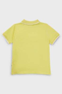 Polo de piqu&eacute; de algod&oacute;n para ni&ntilde;os con logo y rayas, Amarillo