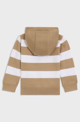 Kids' striped cardigan in cotton with logo print, Patterned