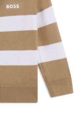 Cardigan a righe per bambini in cotone con logo stampato, A disegni