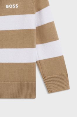 Kids' striped cardigan in cotton with logo print, Patterned