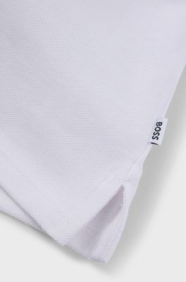 Kids' cotton polo shirt with signature stripes and logo, White