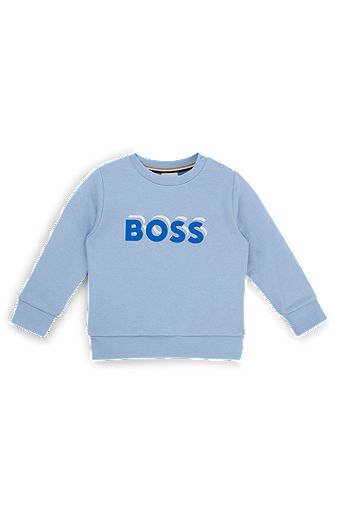 Camisola em mistura de algodão com logótipo estampado para criança, Azul-claro