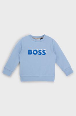 Kids' cotton-blend sweatshirt with logo print, Light Blue