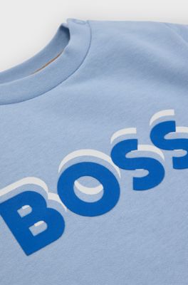 Kids' cotton-blend sweatshirt with logo print, Light Blue