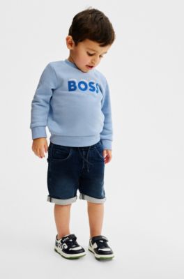 Kids' cotton-blend sweatshirt with logo print, Light Blue