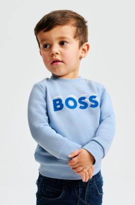 Kids' cotton-blend sweatshirt with logo print, Light Blue