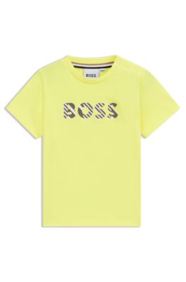 T-shirt en jersey de coton &agrave; logo contrastant pour enfant, Jaune