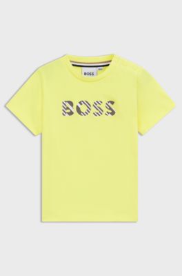 Kids-T-Shirt aus reinem Baumwoll-Jersey mit Logo-Pr&auml;gung, Gelb