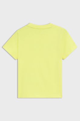 Jersey T-shirt voor kinderen van zuivere katoen met reli&euml;flogo, Geel