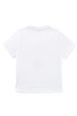 Kids' T-shirt in cotton jersey with repeat logos, White