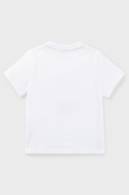 Kids' T-shirt in cotton jersey with repeat logos, White