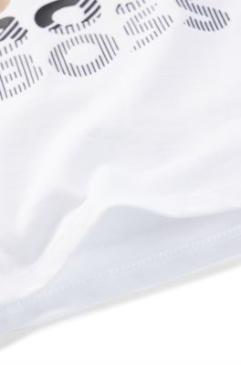 Kids' T-shirt in cotton jersey with repeat logos, White