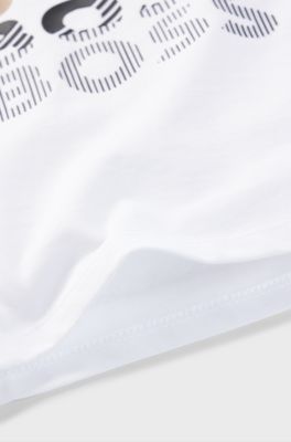 Kids' T-shirt in cotton jersey with repeat logos, White