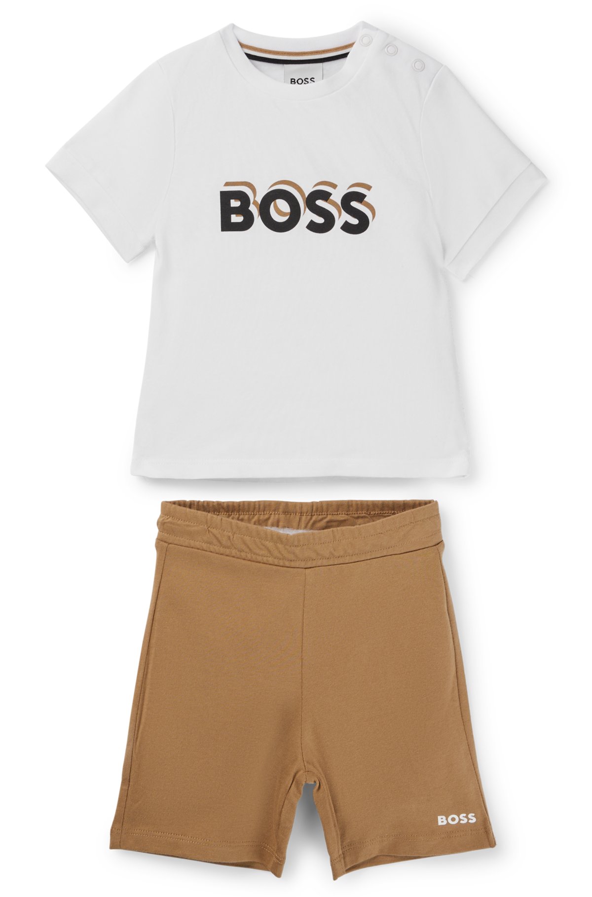 BOSS - Kids' cotton T-shirt and shorts set with logo details