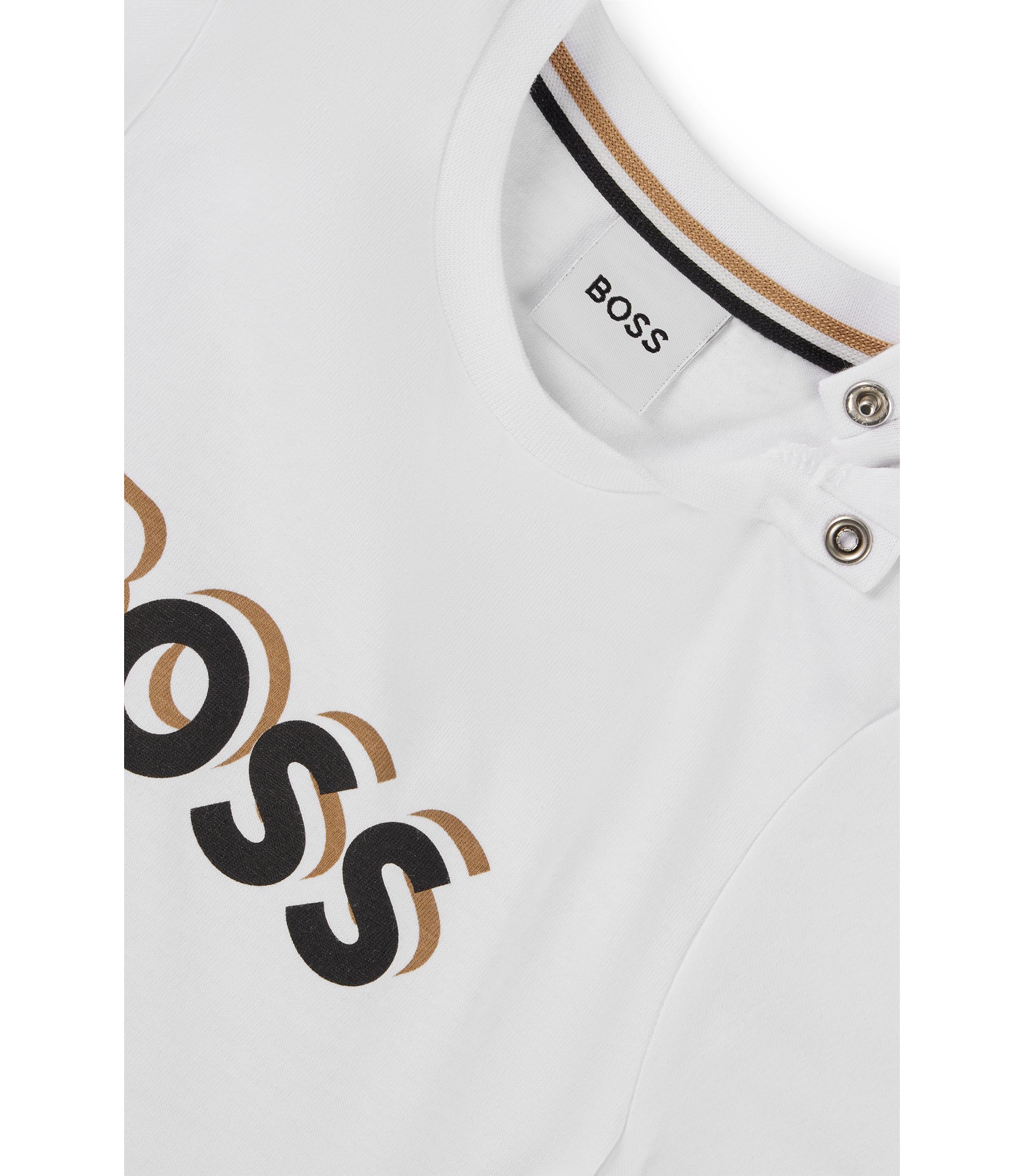 BOSS - Kids' cotton T-shirt and shorts set with logo details - Brown