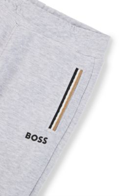 Kids' cotton-blend tracksuit with signature stripes and logos, Light Grey