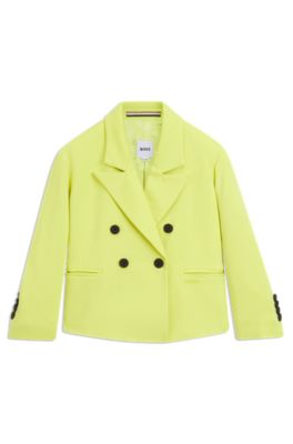 Giacca doppiopetto per bambini in tessuto elasticizzato, Giallo