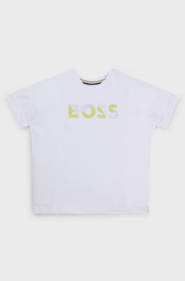 T-shirt f&ouml;r barn, i stretchig bomull med tryckt logga, Vit