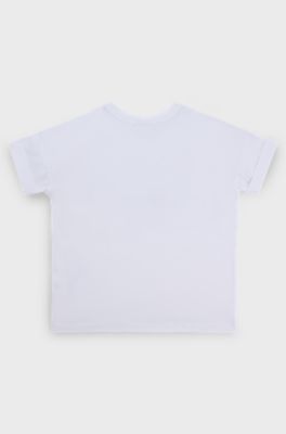 T-shirt en coton stretch avec logo imprim&eacute; brillant pour enfant, Blanc