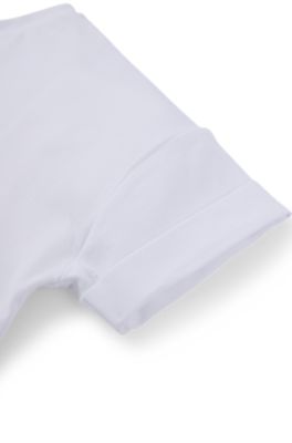 T-shirt per bambini in cotone elasticizzato con logo stampato lucido, Bianco