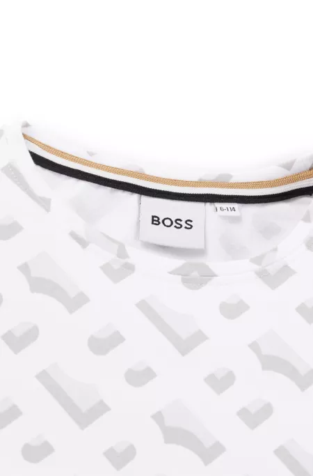 Camiseta para niños en algodón elástico con estampado de monogramas