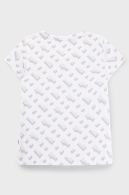 Kids-T-Shirt aus Stretch-Baumwolle mit Monogramm-Muster, Wei&szlig;