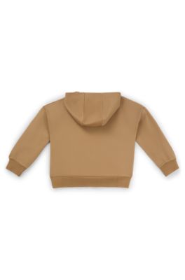Kids' hoodie in stretch fabric with logo print, Brown