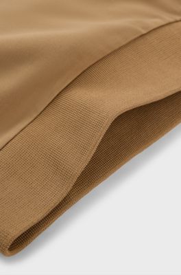 Felpa con cappuccio per bambini in tessuto elasticizzato con logo stampato, Marrone