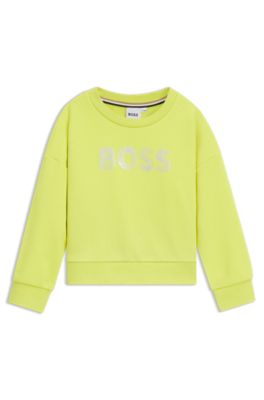 Sudadera para ni&ntilde;os en forro de algod&oacute;n con logo de dise&ntilde;o, Amarillo