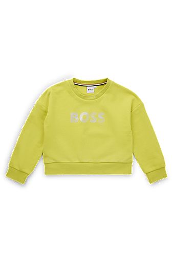 Sweatshirt til børn i fleece af bomuldsblanding med logografik, Gul
