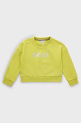Kids' sweatshirt in cotton-blend fleece with logo artwork, Yellow
