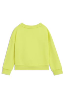 Kids' sweatshirt in cotton-blend fleece with logo artwork, Yellow