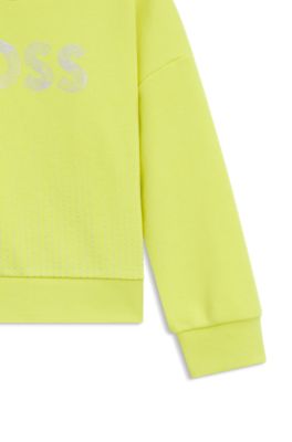 Kids' sweatshirt in cotton-blend fleece with logo artwork, Yellow