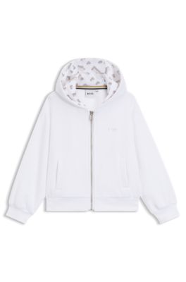 Sweat &agrave; capuche en polaire avec d&eacute;tails embl&eacute;matiques pour enfant, Blanc