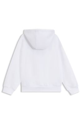 Kids' fleece hoodie with signature details, White