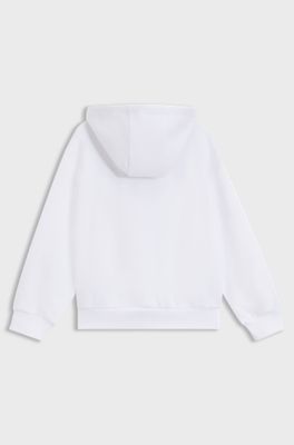 Kids' fleece hoodie with signature details, White