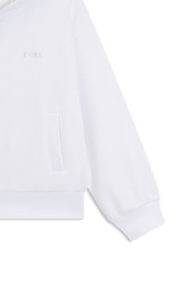 Kids' fleece hoodie with signature details, White
