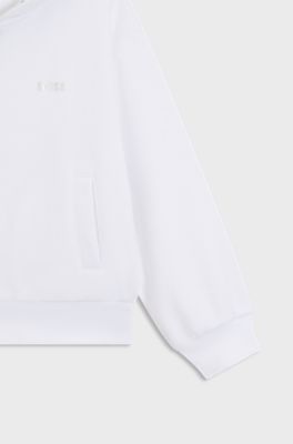 Kids' fleece hoodie with signature details, White