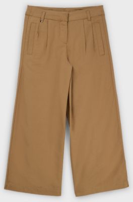 Kids' loose-fit trousers in soft twill, Brown