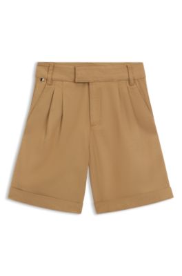 BOSS - Kids' loose-fit shorts in cotton-blend twill