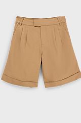 Kids' loose-fit shorts in cotton-blend twill, Brown