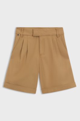 Short Loose en twill de coton m&eacute;lang&eacute; pour enfant, Marron