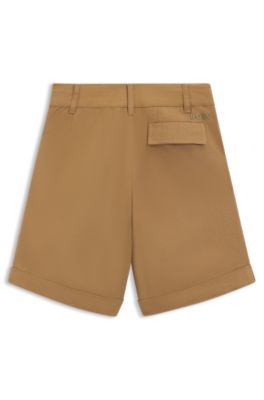 Bermuda per bambini con fit morbido in twill di misto cotone, Marrone