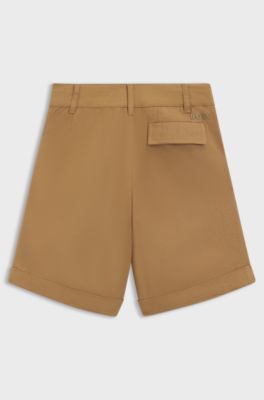 Shorts loose fit para ni&ntilde;os en sarga de algod&oacute;n, Marr&oacute;n