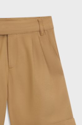 Kids' loose-fit shorts in cotton-blend twill, Brown